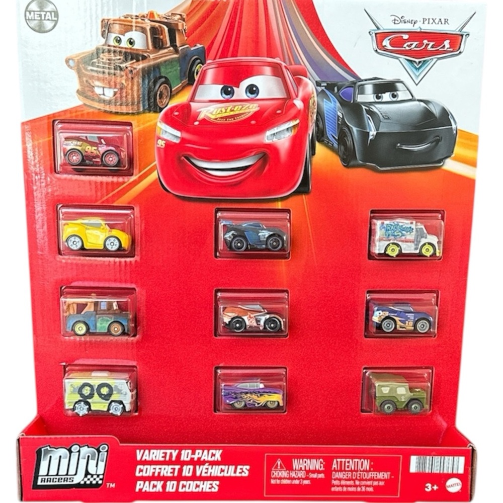 Mattel Cars Mini Racers 10-Pack - Red, Blue, Black